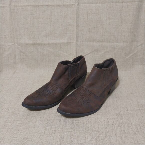 Coconut by Matisse booties Womens 7.5 brown Axle western slide on stretch Retro - Picture 2 of 9